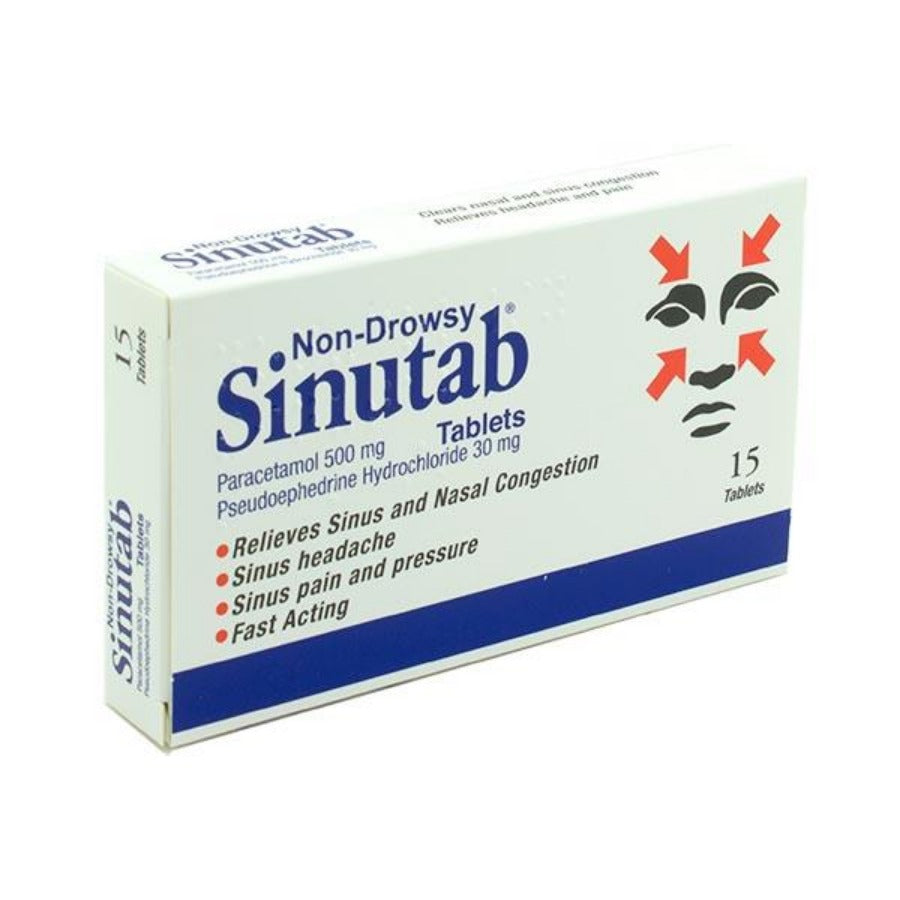 Sinutab 500mg/30mg Tablets 15 Pack