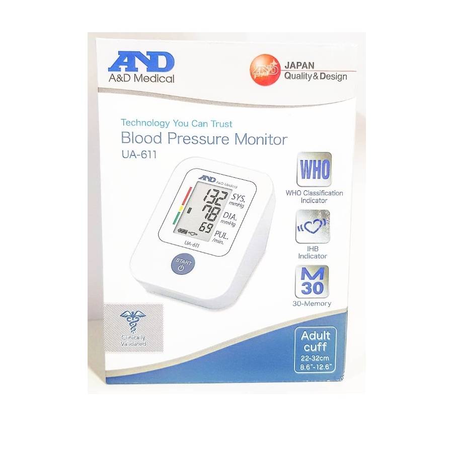 A&D Medical Easy Upper Arm Blood Pressure Monitor with Medium Cuff UA-611 1  Set
