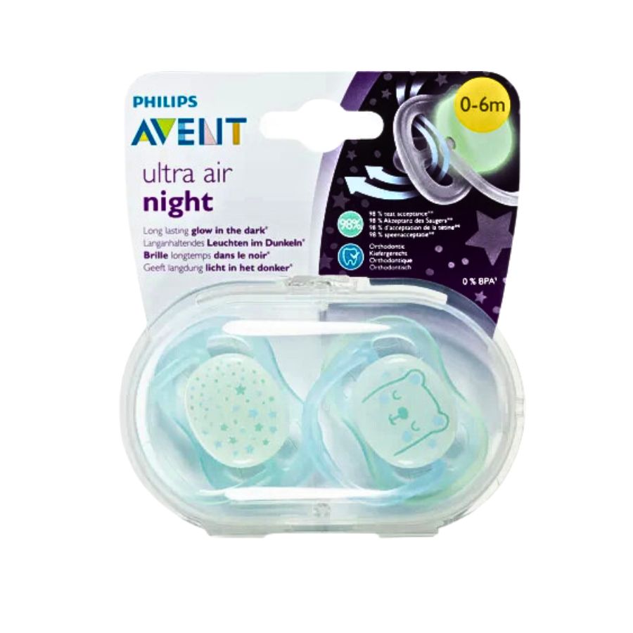 Avent Ultra Air Night Soothers 0-6 Months 2pk 