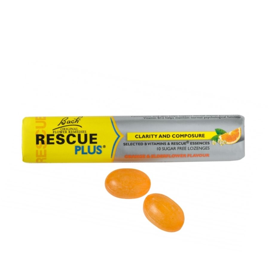 Bach Rescue Remedy Plus Vitamins Natural Orange & Elderflower Lozenges 