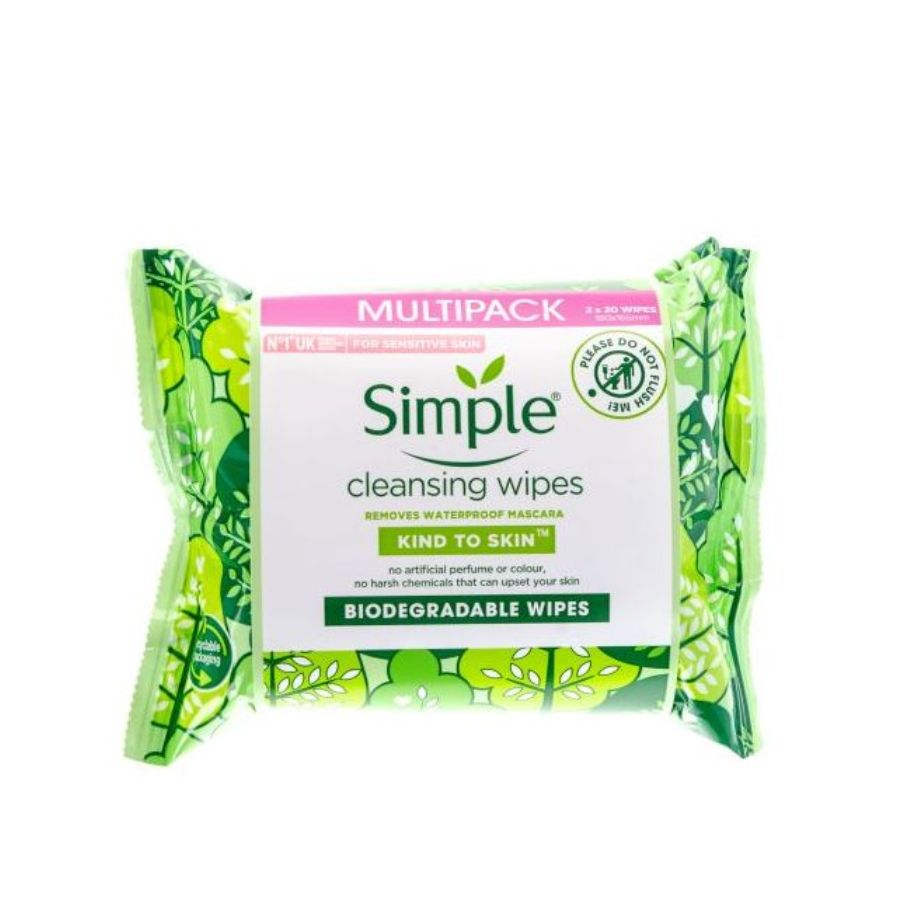 Simple Facial Cleansing Wipes Twin Pack 