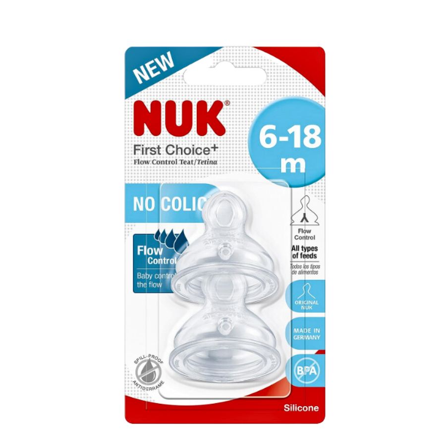 Nuk First Choice 6-18m No Colic Teat All Types of Feeds Flow Control