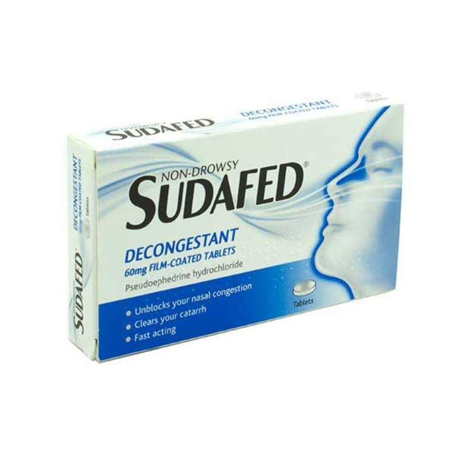 Sudafed Decongestant 60mg Pseudoephedrine Tablets Pack